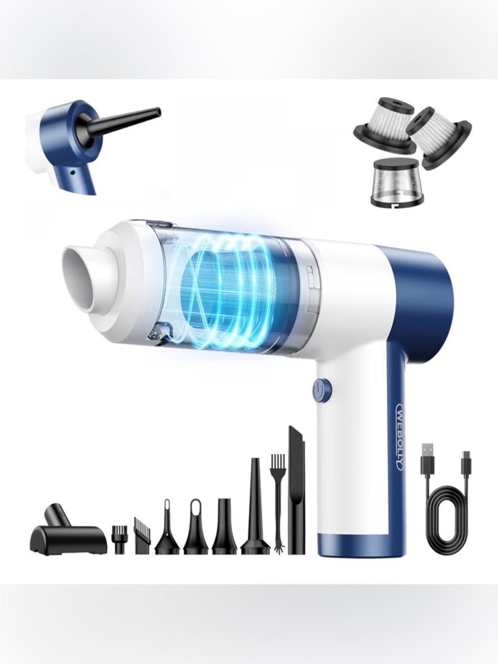 Blue & White Handheld Vacuum Cleaner